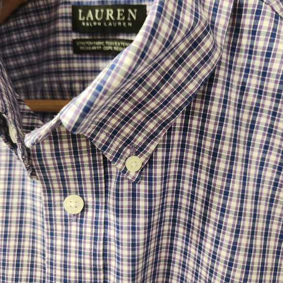 Lauren Ralph Lauren Black Label Shirt Mens 16 Button Down Check Gingham Stretch - Picture 4 of 13